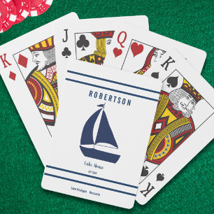 Jeu De Cartes Nom de famille de maison de lac bleu marine nautiq