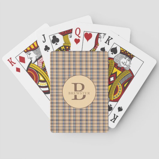 Jeu De Cartes Nom de famille monogramme de Tartan Plaid (dos)