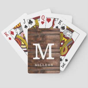 Jeu De Cartes Nom de famille monographique Rustic Wood