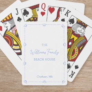 Jeu De Cartes Nom de famille personnalisé Beach House Coastal Bl