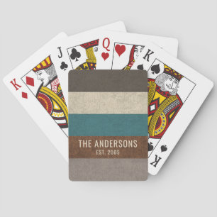 Jeu De Cartes Nom de famille personnalisé Bloc de couleur rustiq