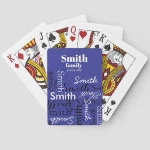Jeu De Cartes Nom de famille Typographie répétée Cool Bleu