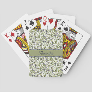 Jeu De Cartes Nom de l'olivier de campagne française à l'aquarel
