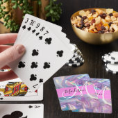 Jeu De Cartes Nom de monogramme holographique iridescent rose fé (In Situ)