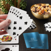Jeu De Cartes Nom de monogramme métallisé bleu stylé (In Situ)
