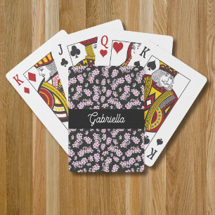 Jeu De Cartes Nom de motif floral de fleur de cerisier rose