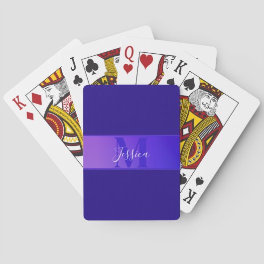 Jeu De Cartes Nom de script élégant moderne & monogramme ombré v (dos)