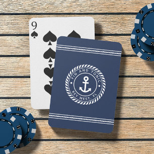 Jeu De Cartes Nom du bateau d'Ancre marine et blanche