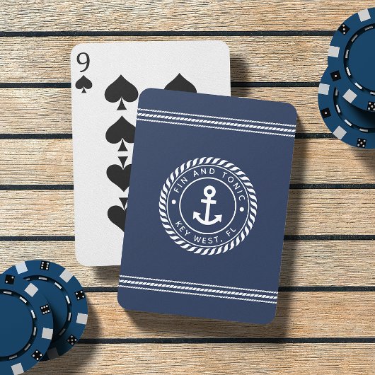 Jeu De Cartes Nom du bateau d'Ancre marine et blanche