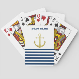 Jeu De Cartes Nom du bateau nautique, Ancre d'or Bleu de la Mari