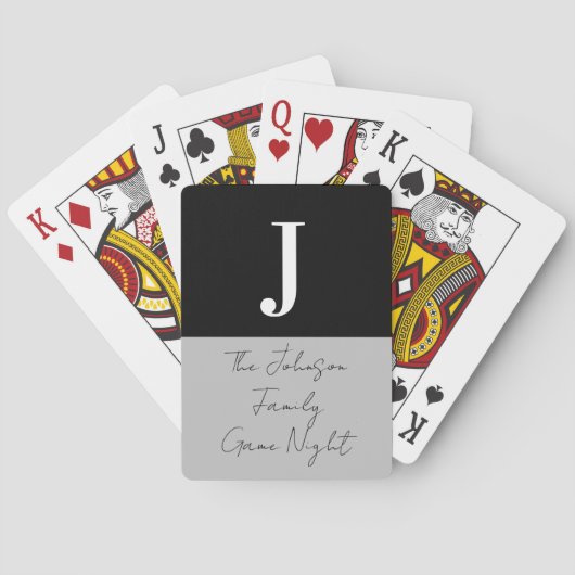Jeu De Cartes Nom du monogramme Black Grey Famille Jeu Nuit (dos)