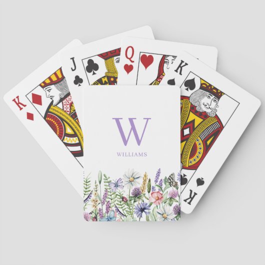 Jeu De Cartes Nom du monogramme Fleur sauvage floral (dos)