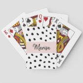 Jeu De Cartes Nom du monogramme moderne | Points rose et noir Pa (dos)