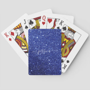 Jeu De Cartes Nom du script de parties scintillant bleu moderne