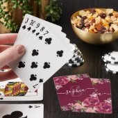 Jeu De Cartes Nom du script monogramme floral pourpre (In Situ)