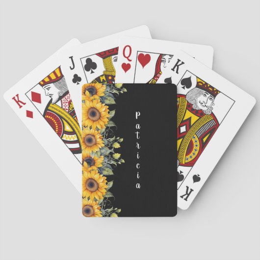 Jeu De Cartes Nom du script personnalisé Fleurs de soleil modern (dos)