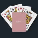 Jeu De Cartes Nom du script rose vintage<br><div class="desc">Nom de script blanc rose vintage Lecture de cartes. Personnalisez avec votre nom.</div>
