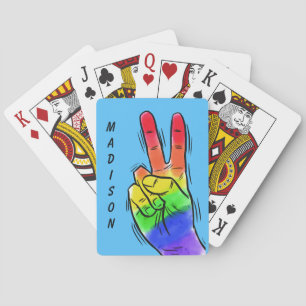 Jeu De Cartes Nom et couleur personnalisés Rainbow Peace jouer a