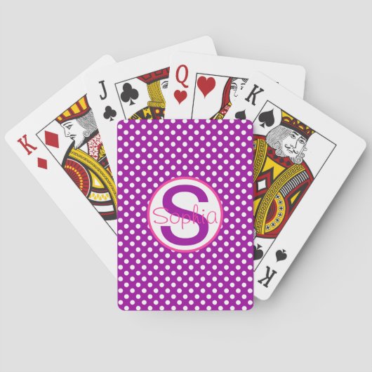 Jeu De Cartes Nom et Initiale, Points avec Rose et Violet (dos)