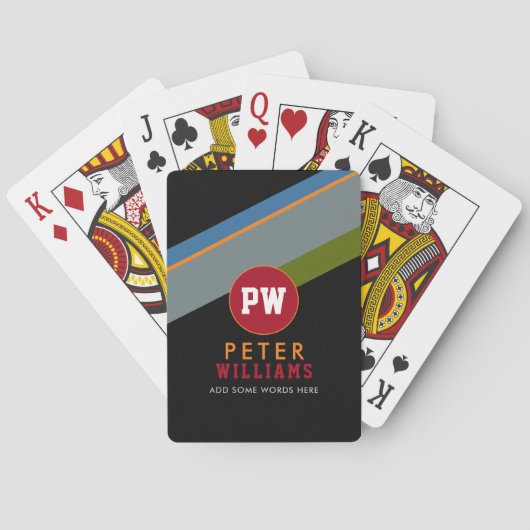 Jeu De Cartes nom et initiales du lecteur monogramme sur cool mo (dos)