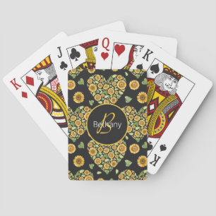 Jeu De Cartes Nom et personnaliser initiale du tournesol jaune