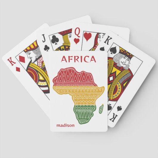 Jeu De Cartes Nom et texte personnalisés Afrique (dos)