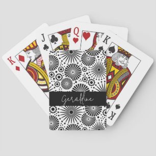 Jeu De Cartes Nom géométrique moderne en noir et blanc en forme