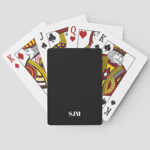 Jeu De Cartes Nom initial minimaliste noir personnalisé monogram