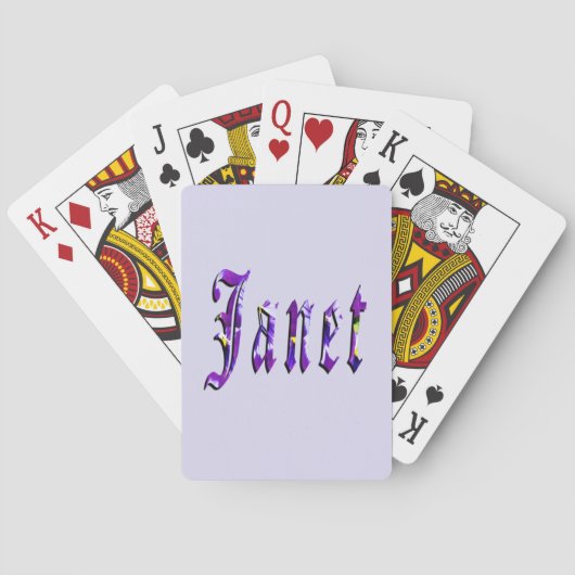 Jeu De Cartes Nom Janet floral pourpre, (dos)