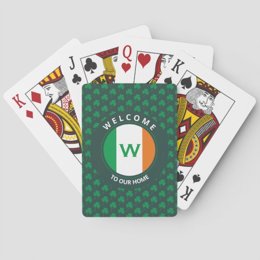 Jeu De Cartes Nom moderne Monogram Irish Flag Shamrock (dos)