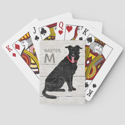 Jeu De Cartes Nom monogramme du chien du Labrador noir Nom Rusti (dos)