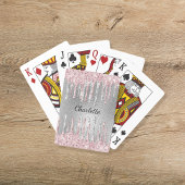 Jeu De Cartes Nom monogramme en gouttes de paillettes roses arge