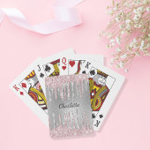 Jeu De Cartes Nom monogramme en gouttes de paillettes roses arge