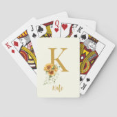 Jeu De Cartes Nom monogramme floral initial personnalisé (dos)