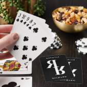 Jeu De Cartes Nom noir et blanc élégant monogramme initial (In Situ)