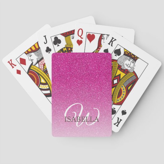 Jeu De Cartes Nom Ombre de Parties scintillant rose personnalisé (dos)