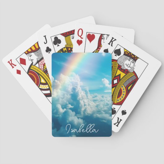 Jeu De Cartes Nom personnalisé Arc en ciel esthétique et nuages (dos)