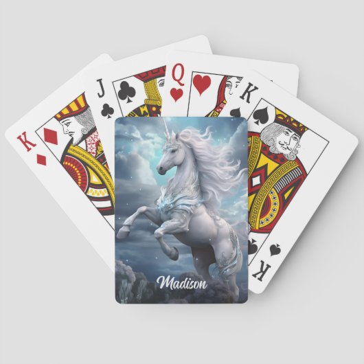 Jeu De Cartes Nom personnalisé belle licorne (dos)