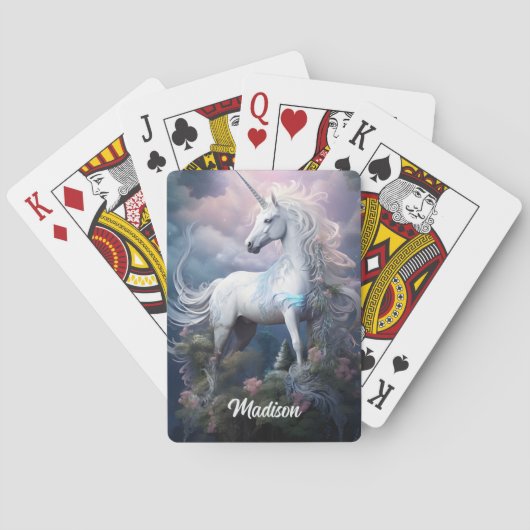 Jeu De Cartes Nom personnalisé belle licorne (dos)