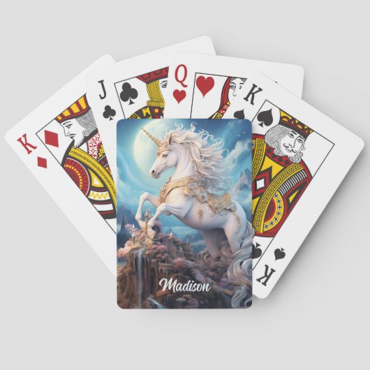Jeu De Cartes Nom personnalisé belle licorne (dos)