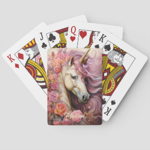 Jeu De Cartes Nom personnalisé belle licorne