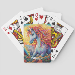 Jeu De Cartes Nom personnalisé belle licorne