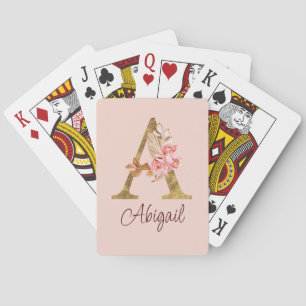 Jeu De Cartes Nom personnalisé Blush Rose Gold Lettre A