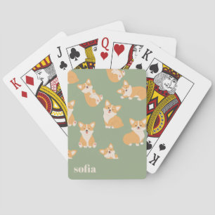 Jeu De Cartes Nom personnalisé Cute Corgi Motif pour Amoureux de