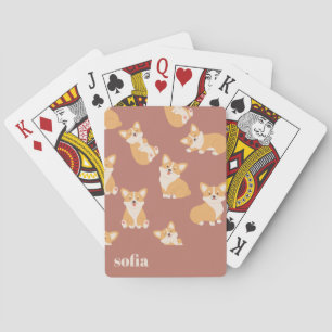 Jeu De Cartes Nom personnalisé Cute Corgi Motif pour Amoureux de