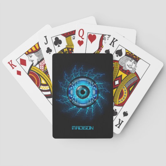 Jeu De Cartes Nom personnalisé Cyber Circuit Eye (dos)