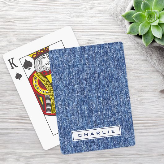 Jeu De Cartes Nom personnalisé de denim bleu