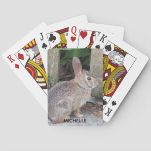 Jeu De Cartes Nom personnalisé de la photo de lapin mou