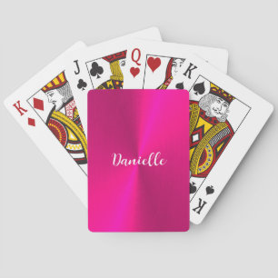 Jeu De Cartes Nom personnalisé en faux métal rose