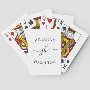 Jeu De Cartes Nom personnalisé en monogramme noir et blanc